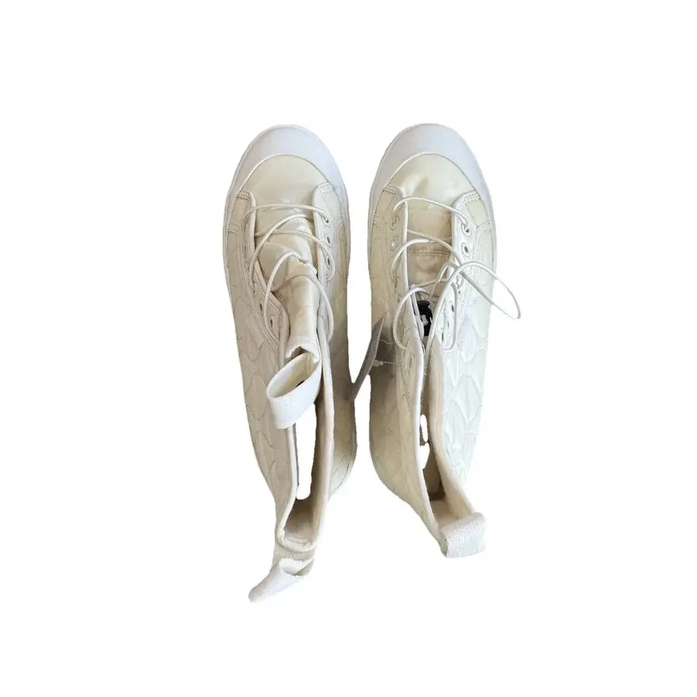 Superga 2644 Alpina Quilted Nylon Sneaker Boots Beige Ivory Fleece Women 8 New